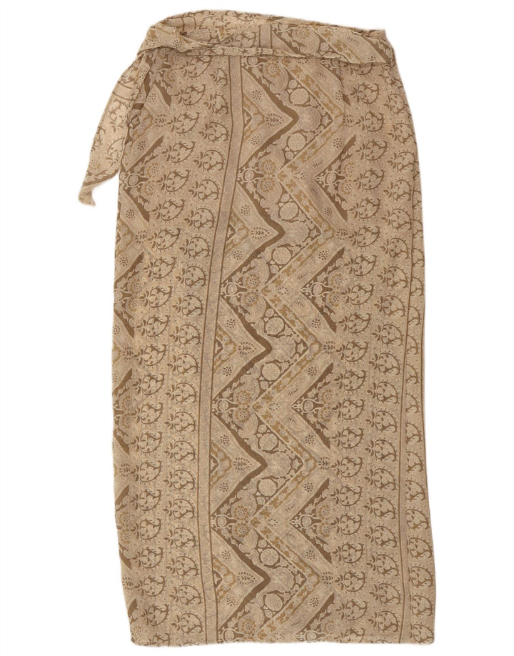 Vintage kvinders Maxi Wrap Nederdel Medium W28 Beige Floral