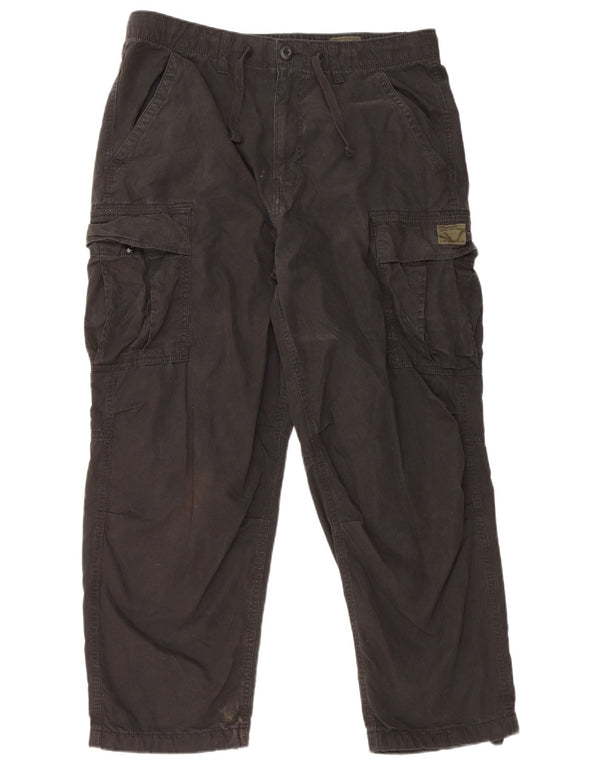 Superdry Straight Cargo-bukser til mænd W34 L27 sort bomuld