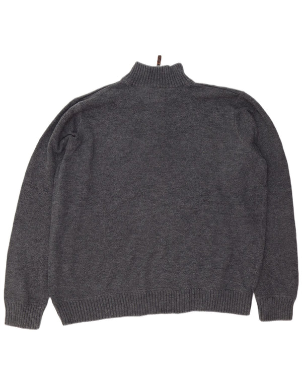 EDDIE BAUER Herre lynlås-hals sweater 2XL marineblå bomuld