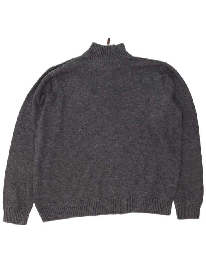 EDDIE BAUER Herre lynlås-hals sweater 2XL marineblå bomuld