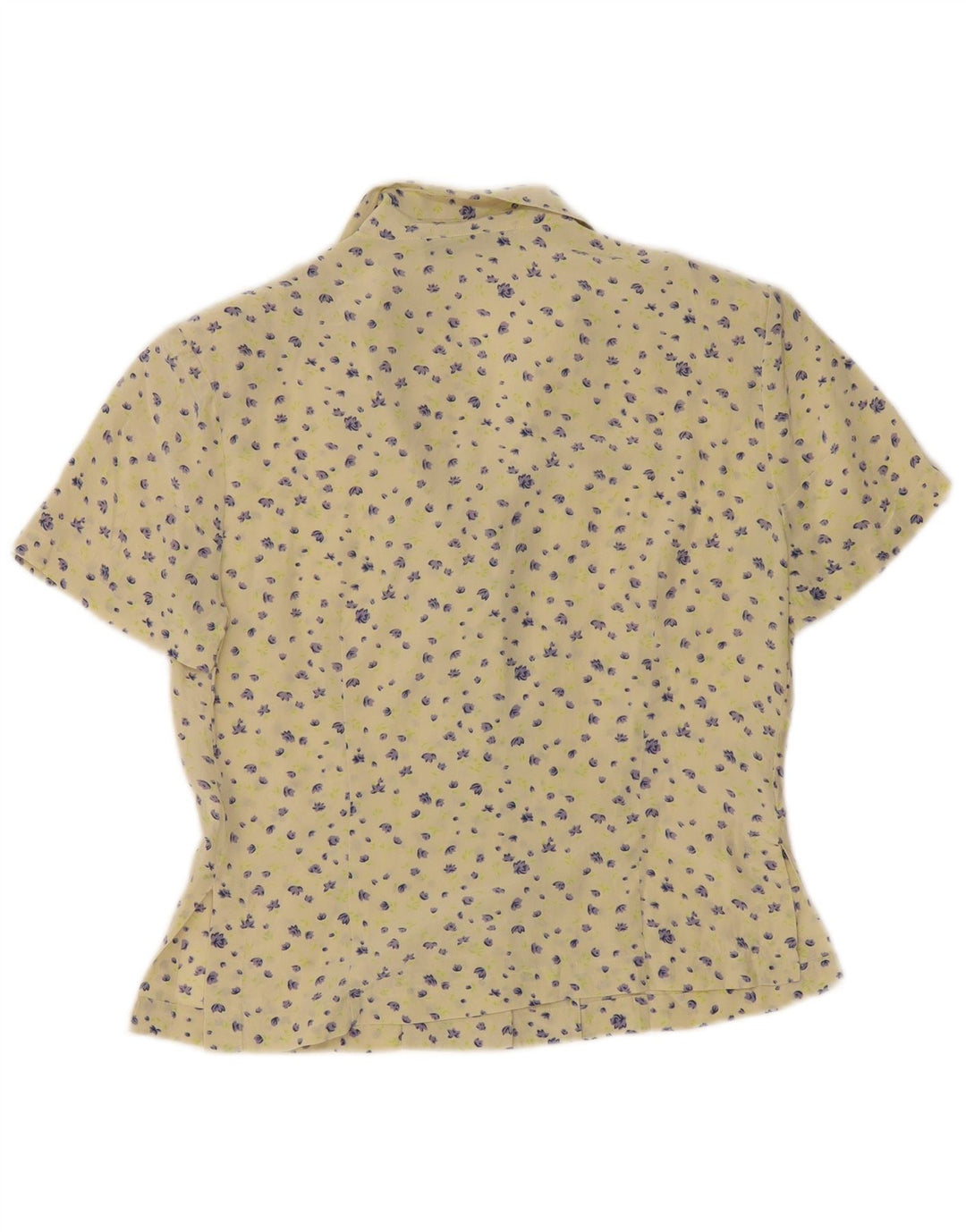 Blunauta Dame Kortærmet Bluse IT 42 Medium Yellow Floral Silke