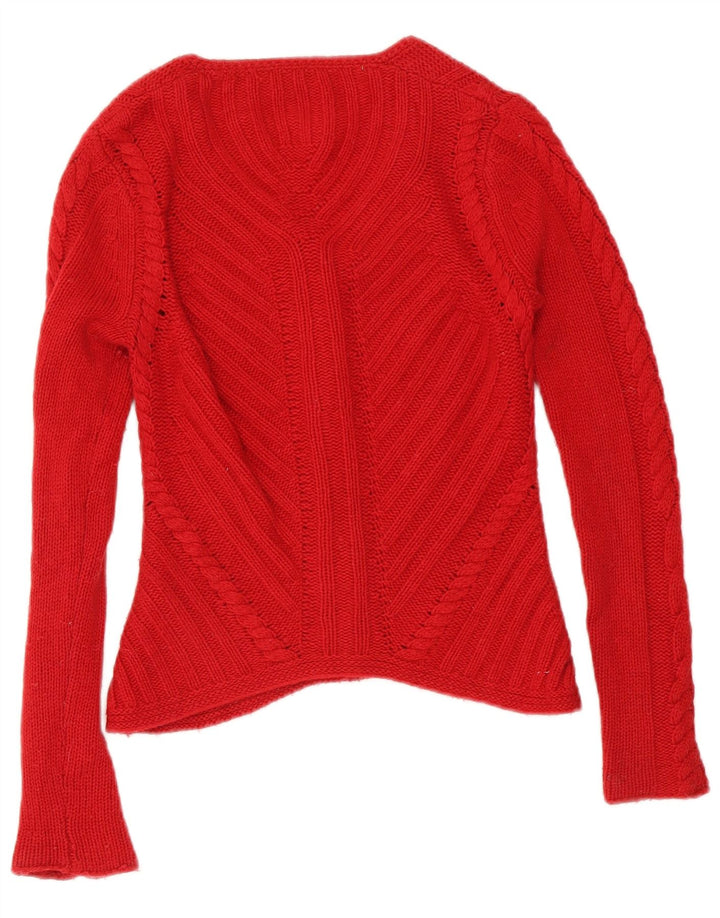 Hobbs Dame Cardigan Sweater UK 8 Lille rød lammeuld