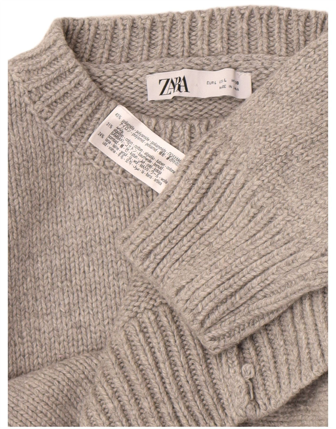 Zara Dame sweater med rund hals DK 16 Stor grå polyamid