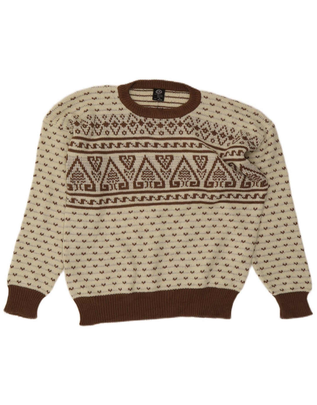 C & A Herre sweater med rund hals IT 48/50 Medium Beige Fair Isle