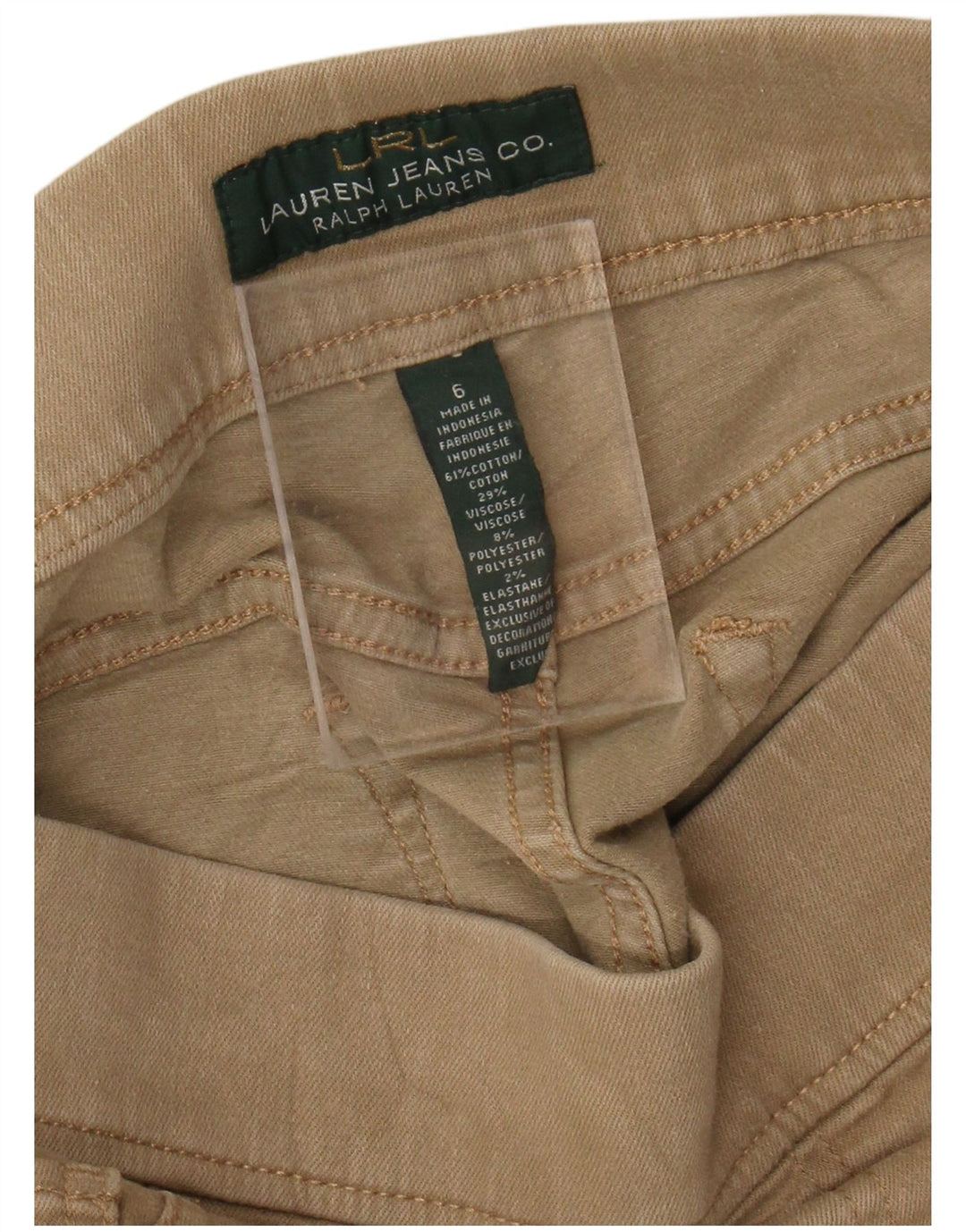 Ralph Lauren Dame Jegging Bukser US 6 Medium W28 L28 Beige Bomuld