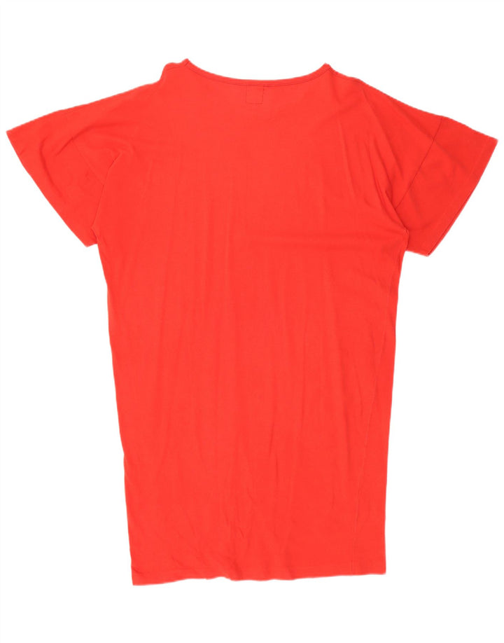 Vintage Kvinders Oversized Grafisk T-Shirt Kjole IT 42 Medium Rød Bomuld