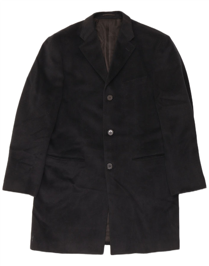 Vintage Herre Overfrakke IT 54 2XL Sort Uld