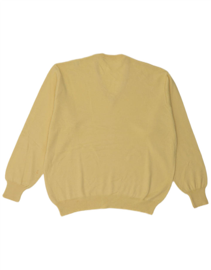 Vintage herre V-hals sweater stor gul