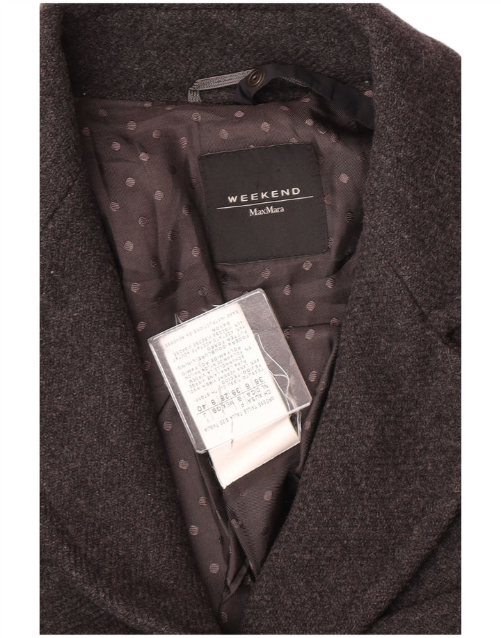 Max Mara Dame Overfrakke UK 8 Lille Grå Uld