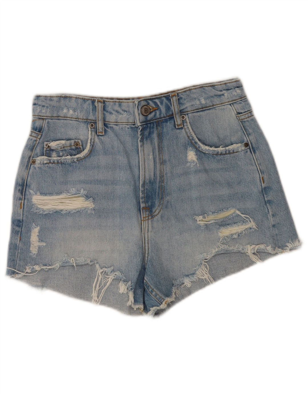 Zara Womens Distressed Denim Shorts EU 36 XS W26 Blå