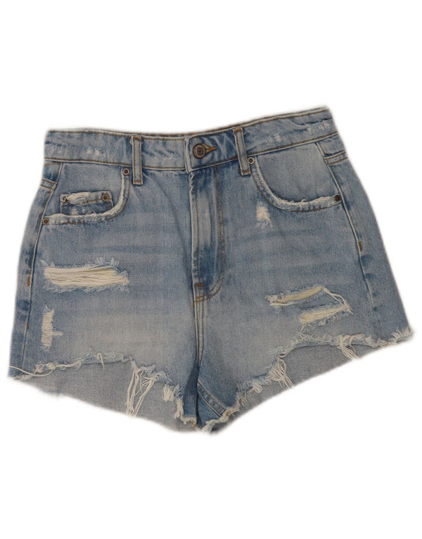 Zara Womens Distressed Denim Shorts EU 36 XS W26 Blå