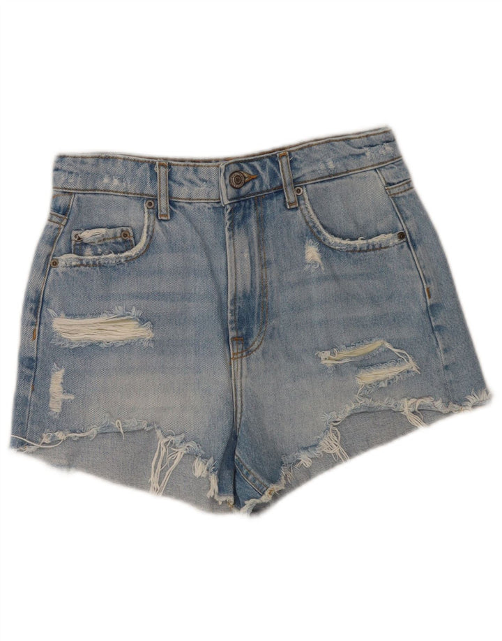 Zara Womens Distressed Denim Shorts EU 36 XS W26 Blå