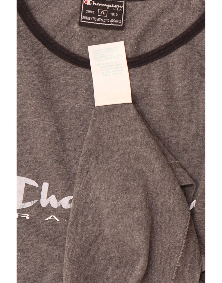 CHAMPION Dame Grafisk T-Shirt Top UK 18 XL Grå Bomuld