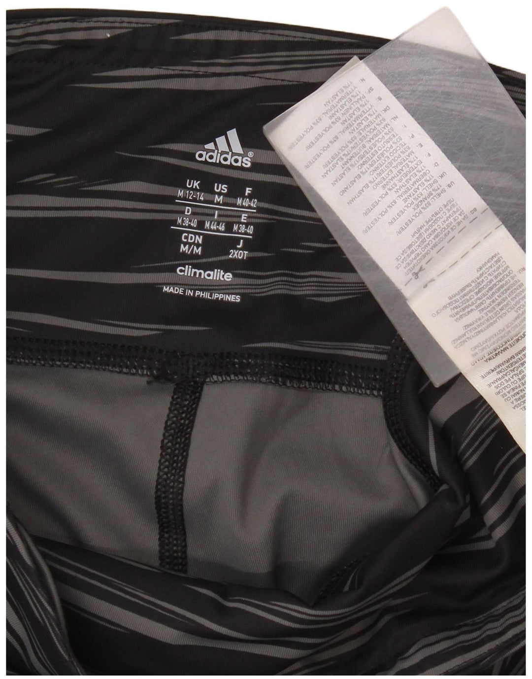 Adidas Dame Climalite Capri Leggings UK 12/14 Medium Sort Stribet