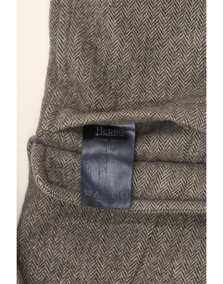 HERNO Boys Hooded Duffle Coat 13-14 Years Grey Herringbone Wool Vintage Herno and Second-Hand Herno from Messina Hembry 