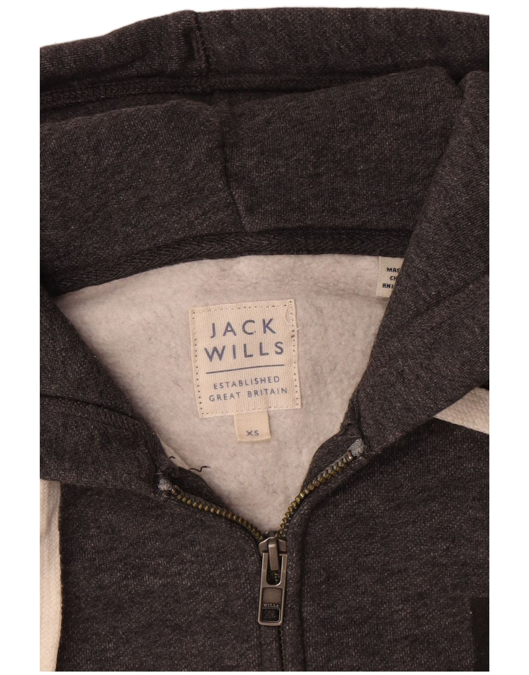 Jack Wills Hættetrøje med lynlås til mænd XS Grå bomuld