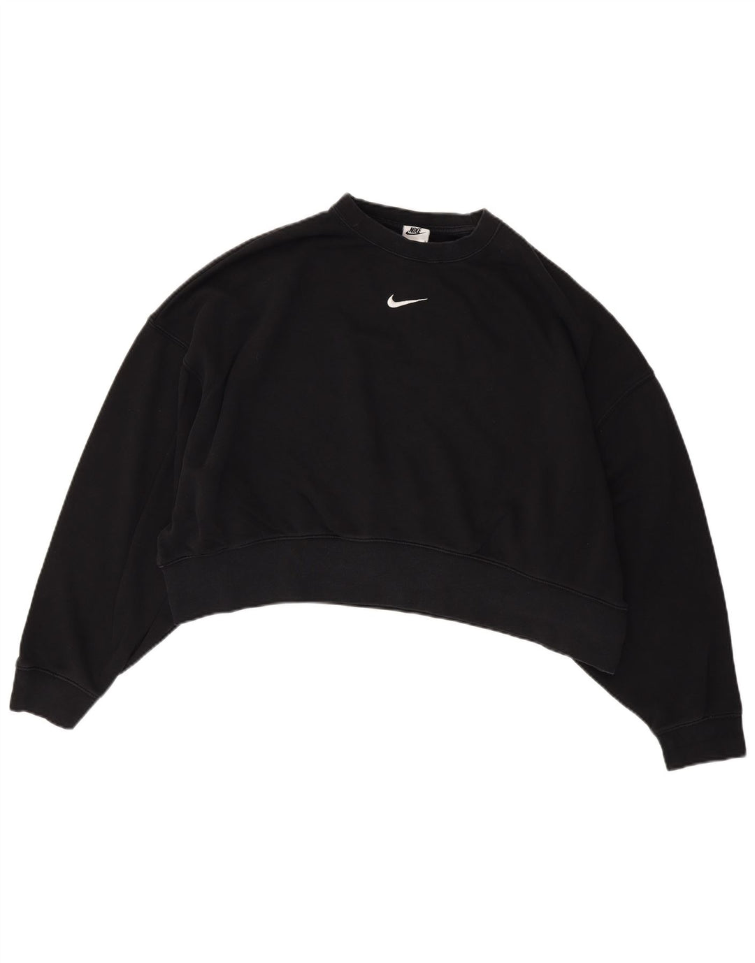 NIKE Womens Crop Oversized Sweatshirt Jumper UK 14 Medium Sort Bomuld