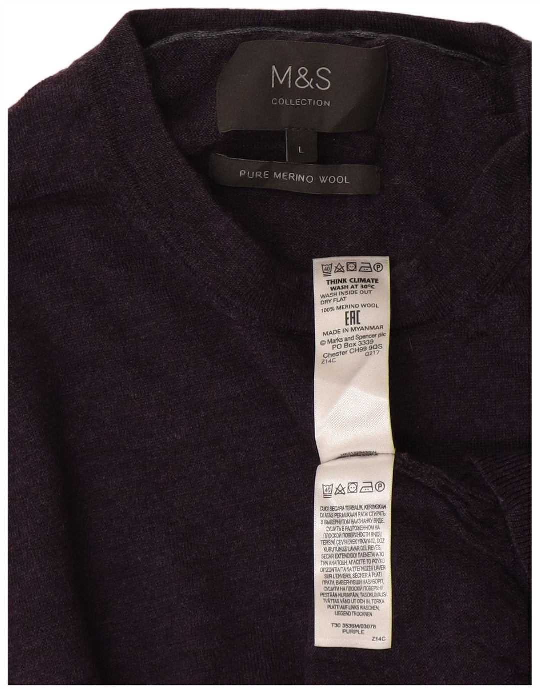 Marks & Spencer Herre sweater med rund hals, stor lilla uld