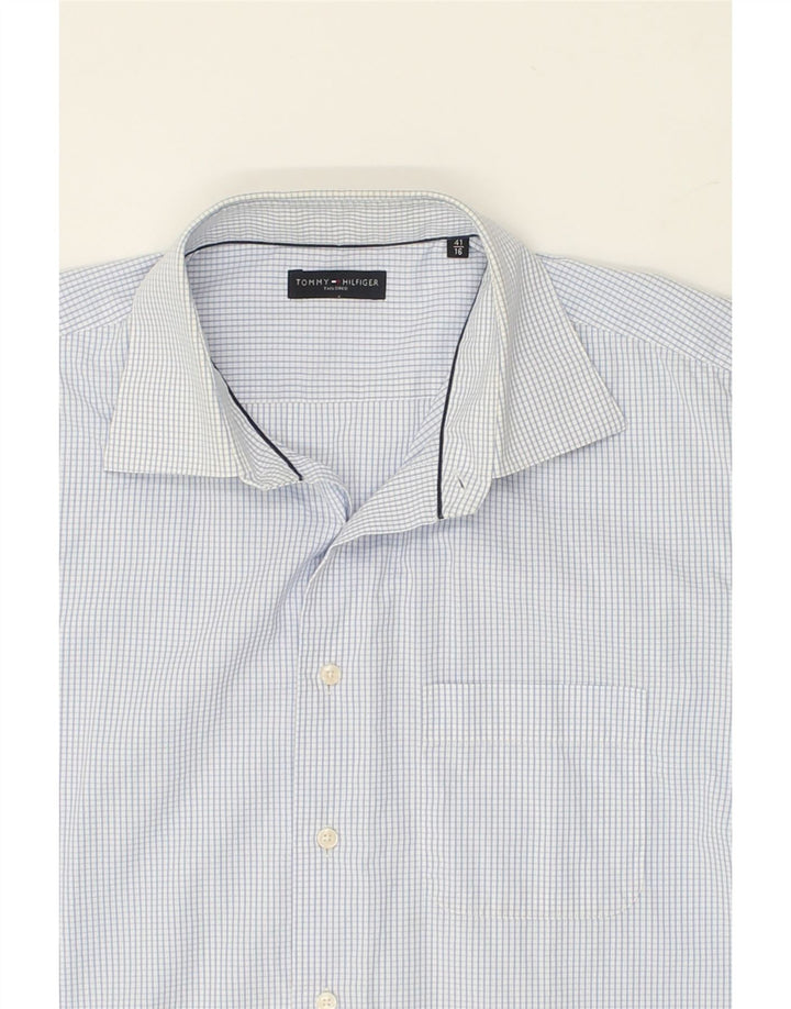 TOMMY HILFIGER Mens Shirt Size 41 16 Large Blue Check Cotton Vintage Tommy Hilfiger and Second-Hand Tommy Hilfiger from Messina Hembry 