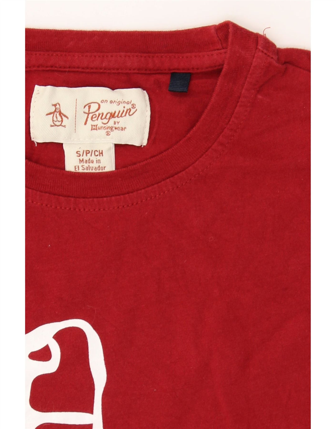 PENGUIN Mens Graphic T-Shirt Top Small Red Cotton Vintage Penguin and Second-Hand Penguin from Messina Hembry 