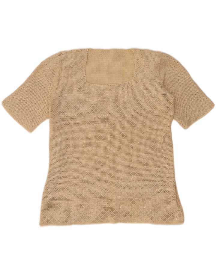Vintage hæklet bluse til kvinder DK 12 Medium Beige