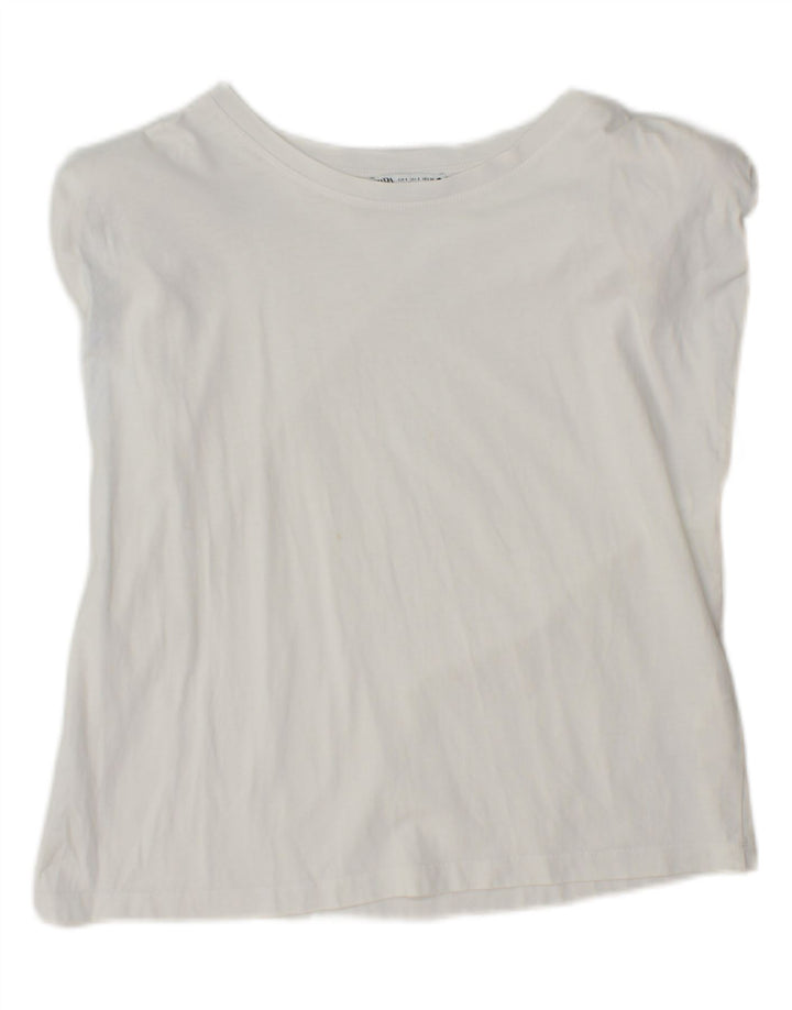 ZARA Womens Oversized T-Shirt Top UK 10 Small White Cotton Vintage Zara and Second-Hand Zara from Messina Hembry 