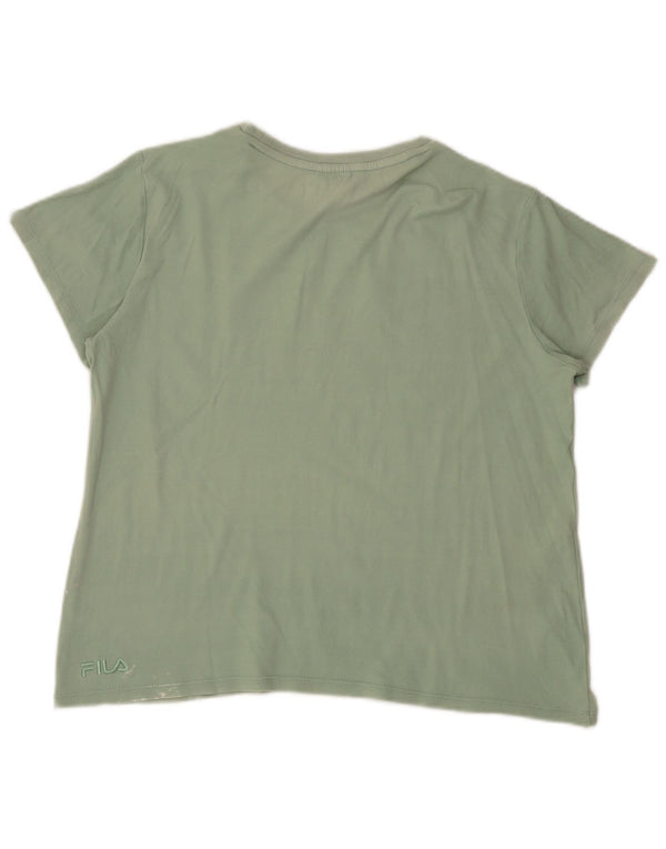 Fila Kortærmet Grafisk T-Shirt Top UK 14 Medium Grøn Bomuld