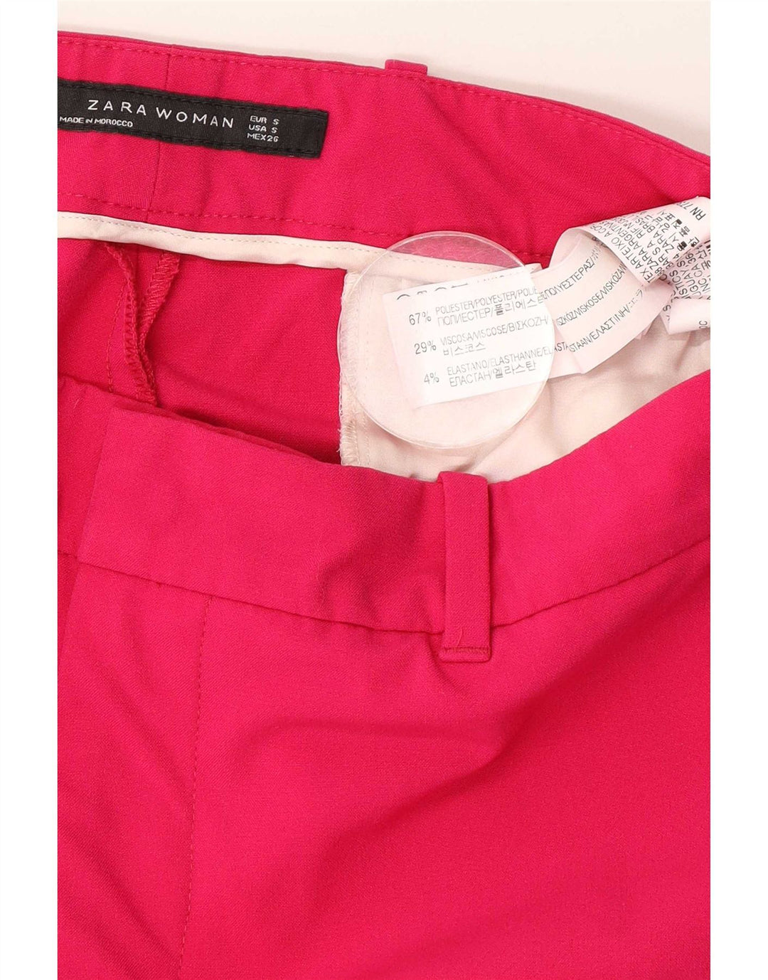 Zara Slim Chino-bukser til kvinder Small W26 L26 Pink Polyester