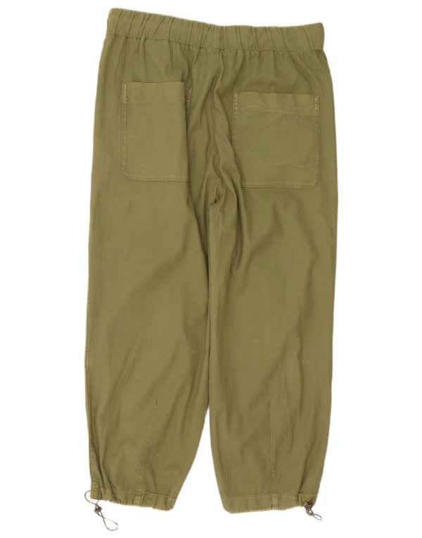 ZARA Dame joggers Cropped Trousers Large W30 L23 Grøn bomuld