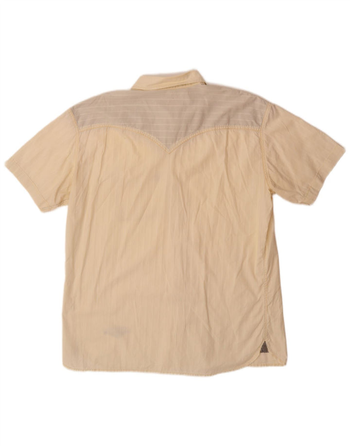 LEVI'S Mens Short Sleeve Shirt Large Yellow Pinstripe