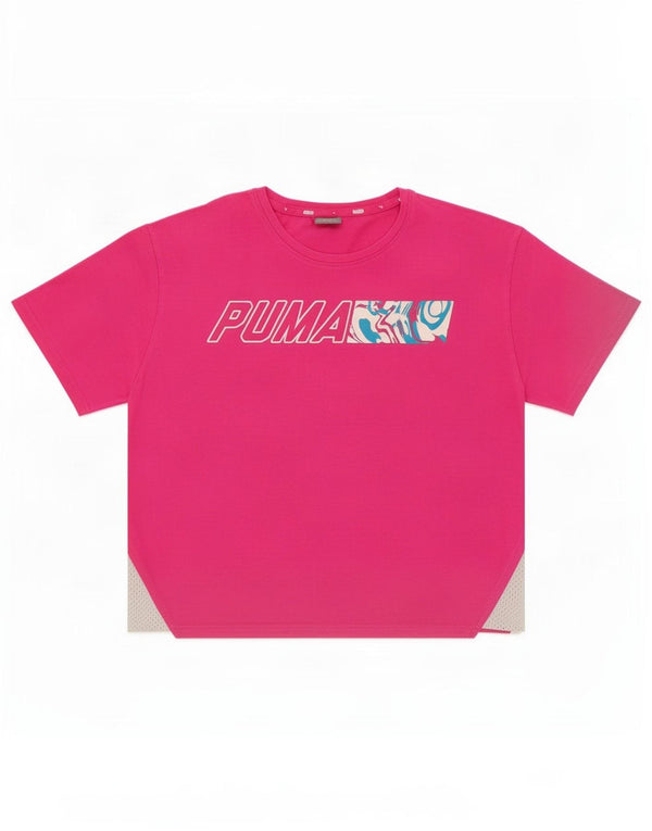 Puma Girls Crop Grafisk T-shirt top 13-14 år Pink Colourblock Bomuld