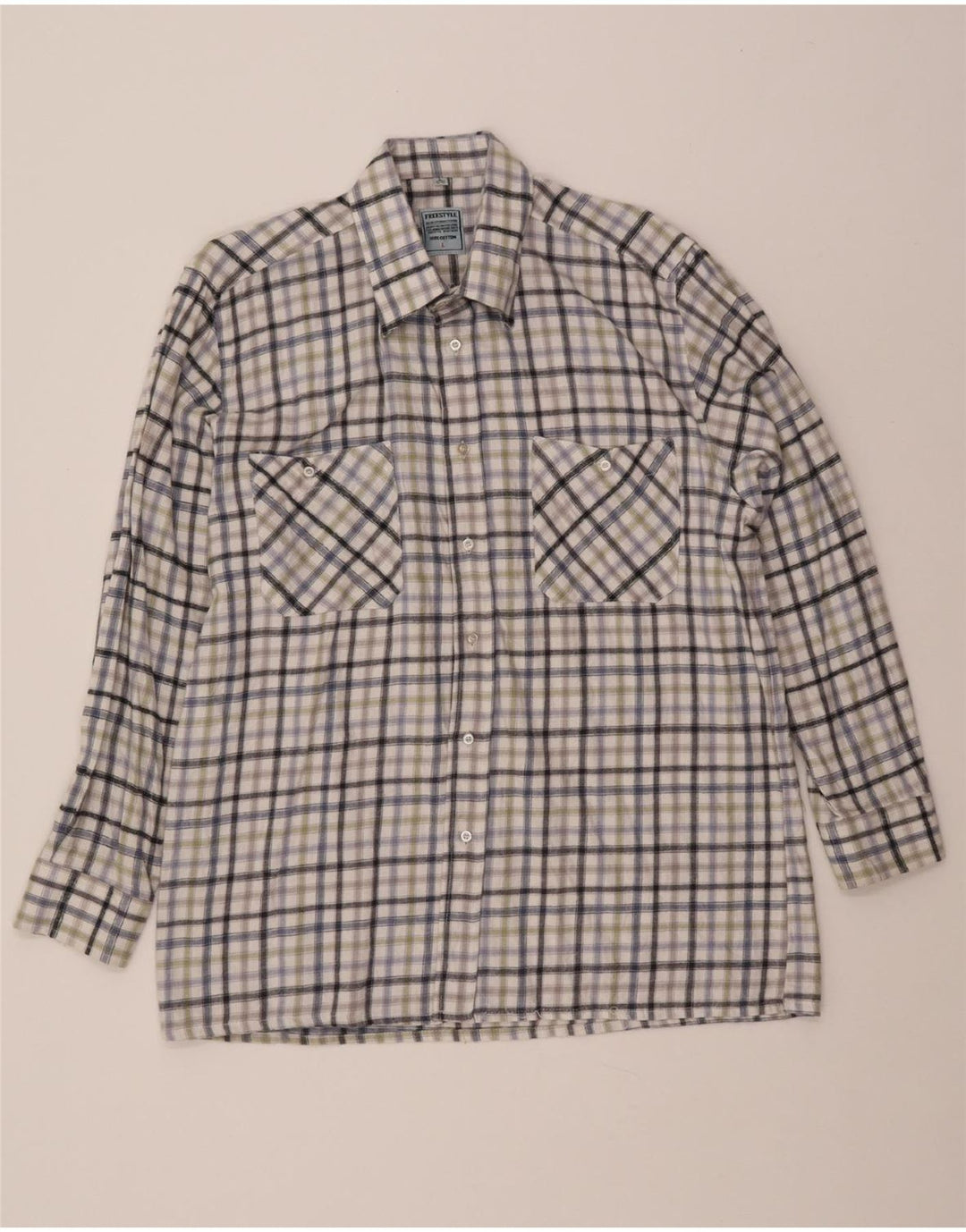 GRATIS STIL Herre flannelskjorte størrelse 41/42 Stor flerfarvet ternet bomuld