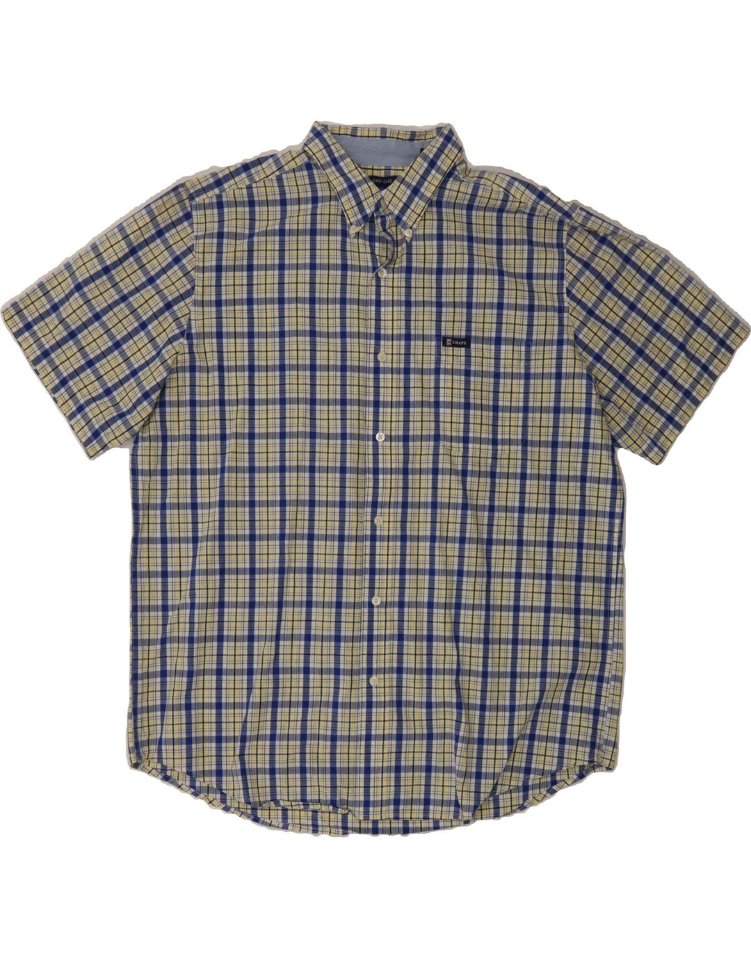 CHAPS Mens Big & Tall Short Sleeve Shirt XL Yellow Check Cotton Vintage Chaps and Second-Hand Chaps from Messina Hembry 
