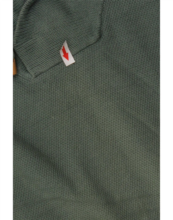 Zara Herre Shawl Neck Jumper Sweater Stor Grøn Bomuld