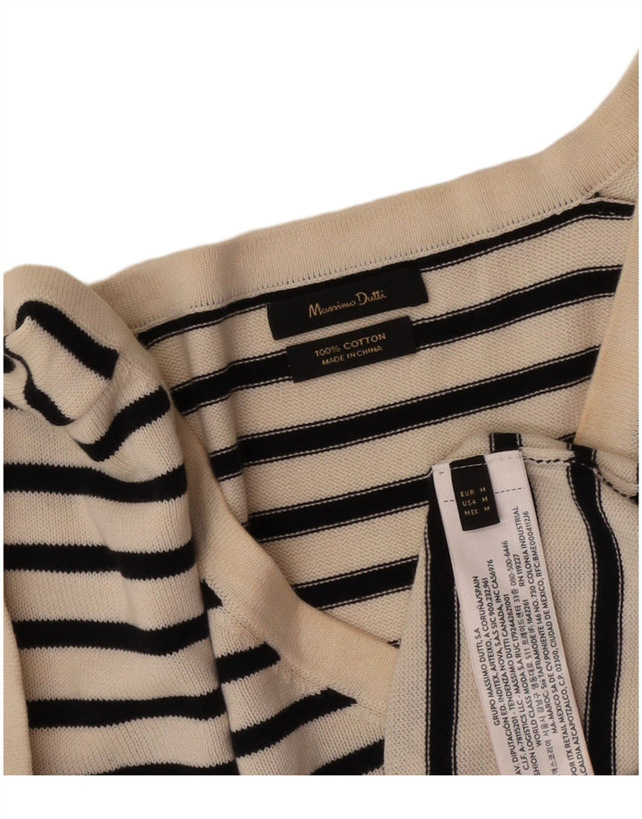 Massimo Dutti Dame Crop T-Shirt Top UK 14 Medium Off White Stribet