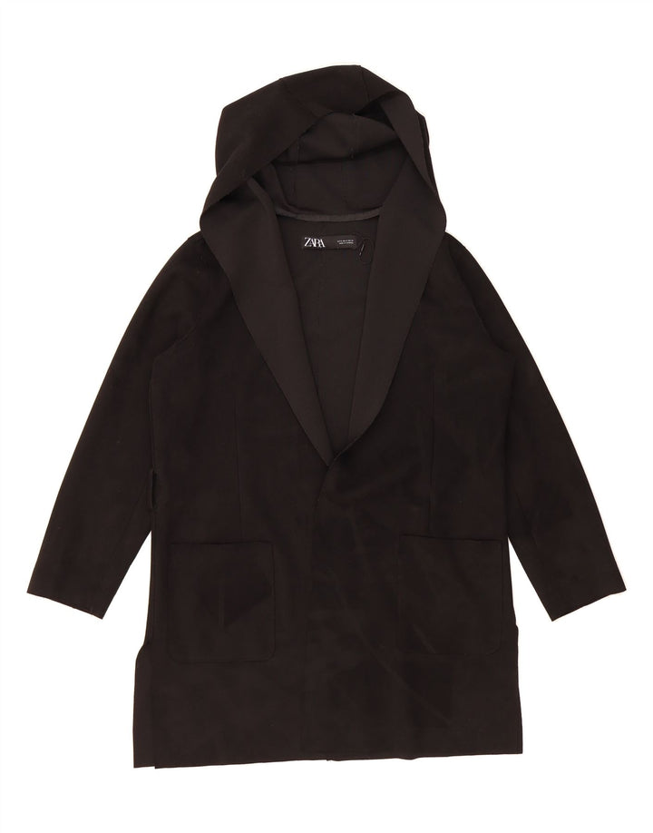 ZARA Womens Hooded Overcoat UK 10 Small Black Polyester Vintage Zara and Second-Hand Zara from Messina Hembry 