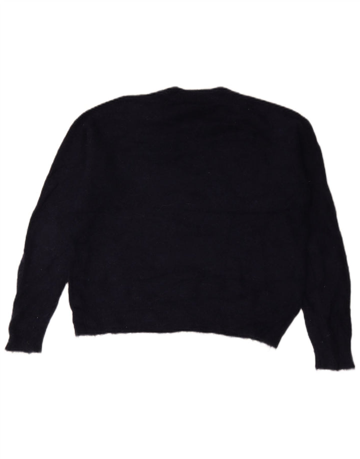 Zara Dame Oversized Crew Neck Jumper Sweater UK 10 Small Navy Blue