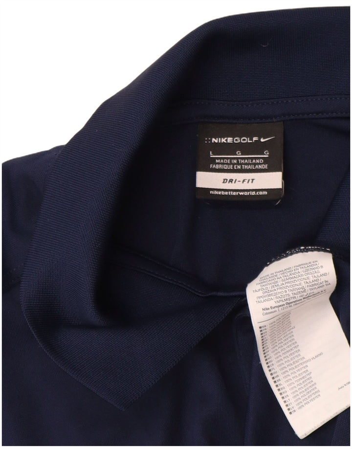 Nike Herre Dri Fit Polo Shirt Large Navy Blue Polyester