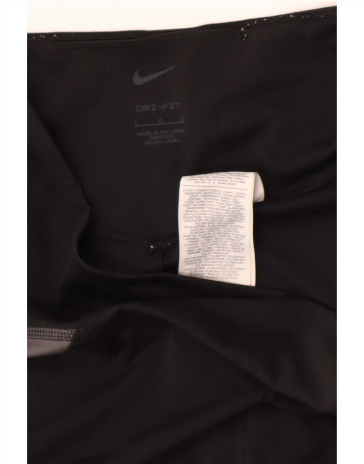 Nike Dame Dri Fit Leggings UK 16 Large Black Colourblock Polyester