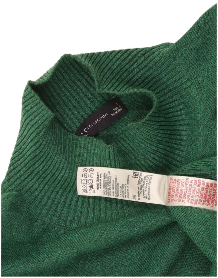 Marks & Spencer Dame Longline Turtle Neck Jumper Sweater UK 16 Large Gree