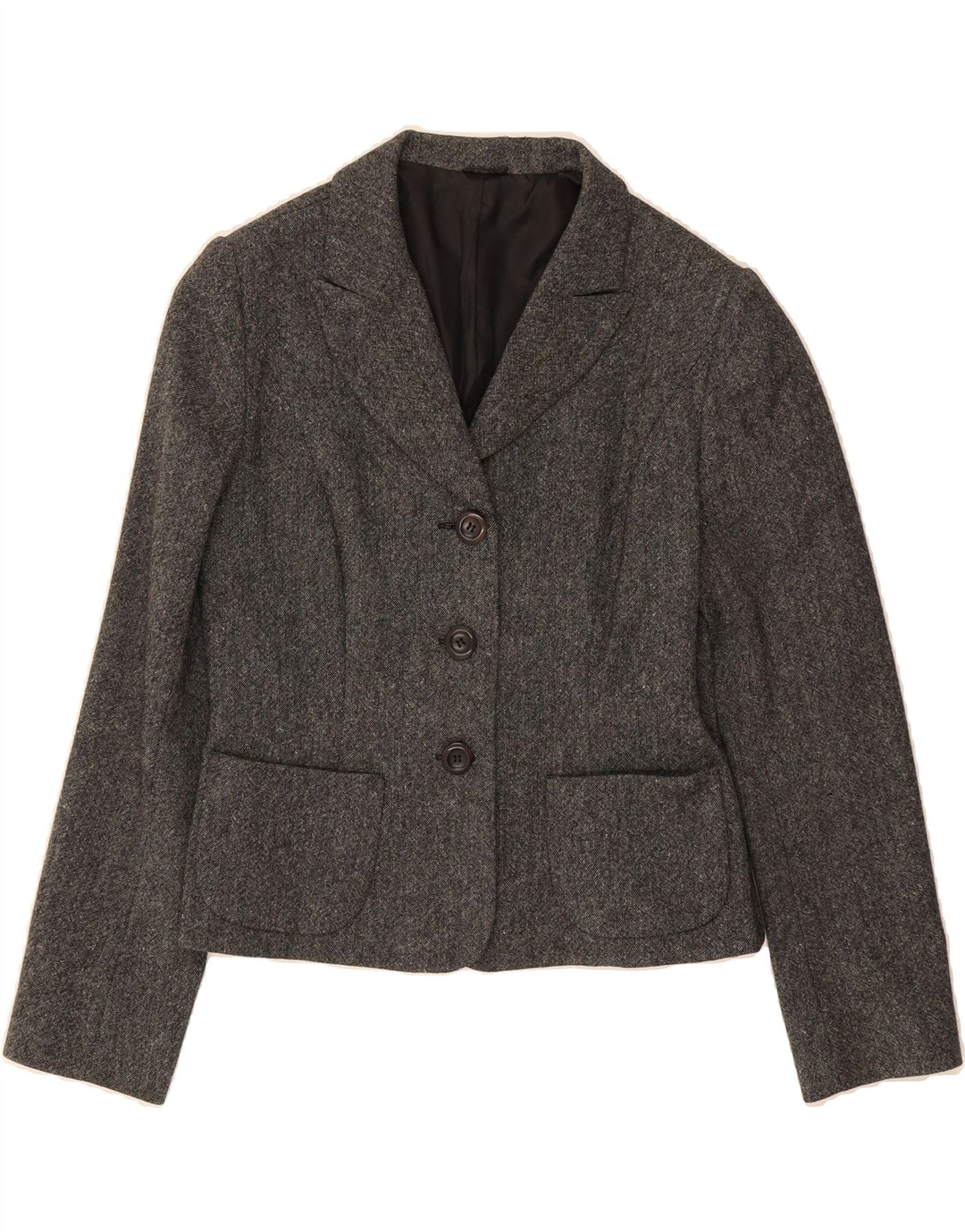 HOBBS Womens 3 Button Blazer Jacket UK 12 Medium Grey Acetate Vintage Hobbs and Second-Hand Hobbs from Messina Hembry 