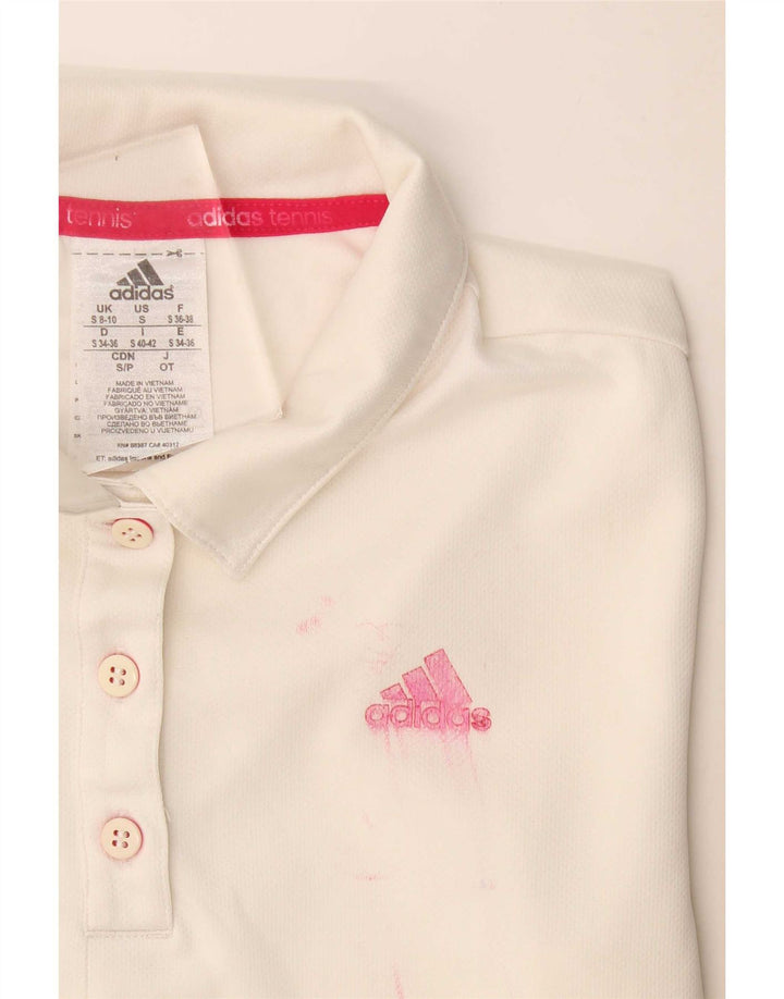 Adidas Dame Climalite Polo Shirt UK 8/10 Small White Polyester