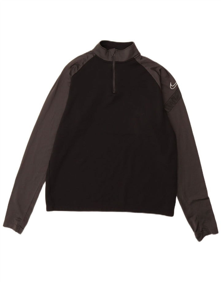 Nike Herre Dri Fit Pullover Træningsdragt Top Medium Sort Colourblock Polyester
