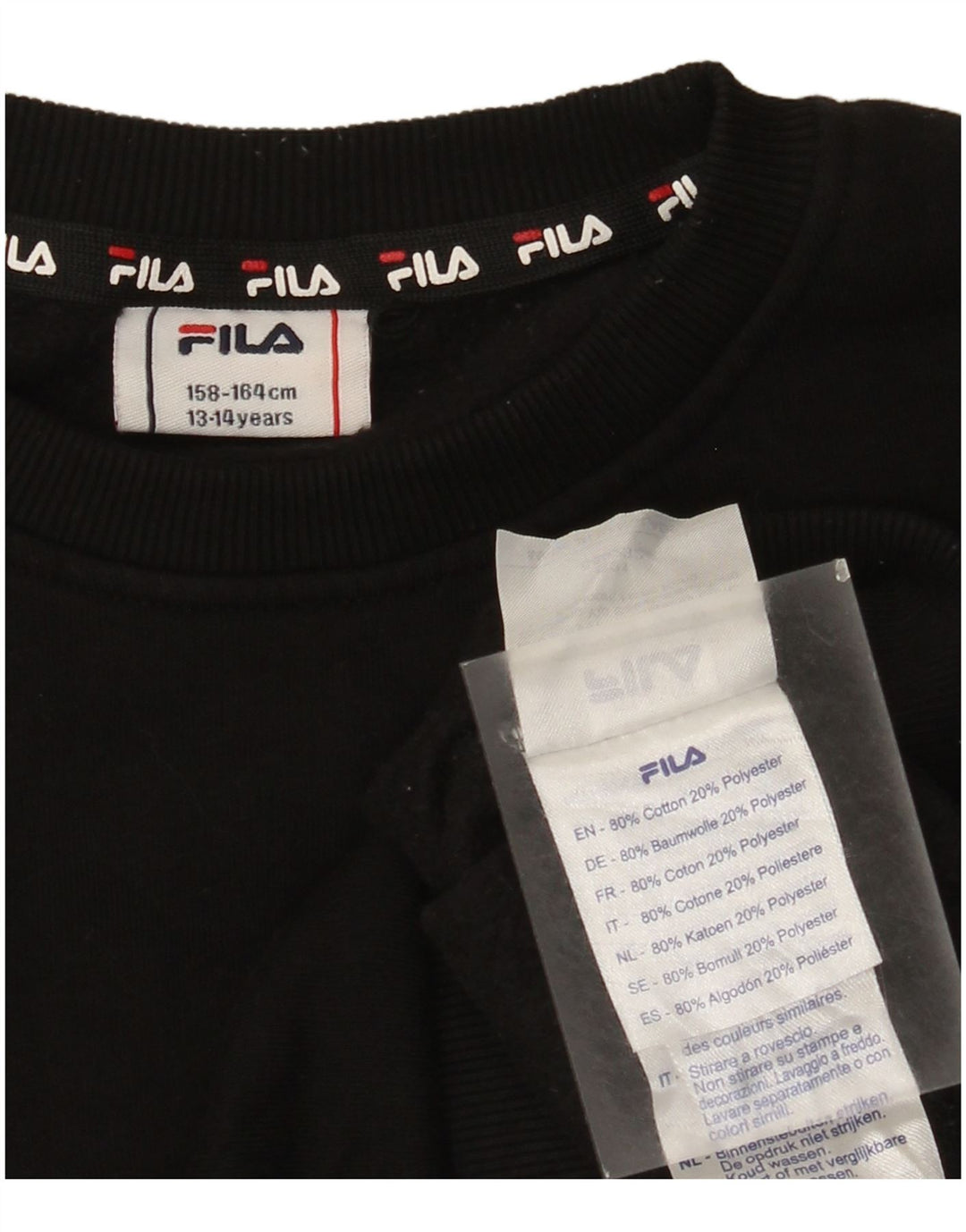 Fila Boys Graphic Sweatshirt Jumper 13-14 år Sort Bomuld