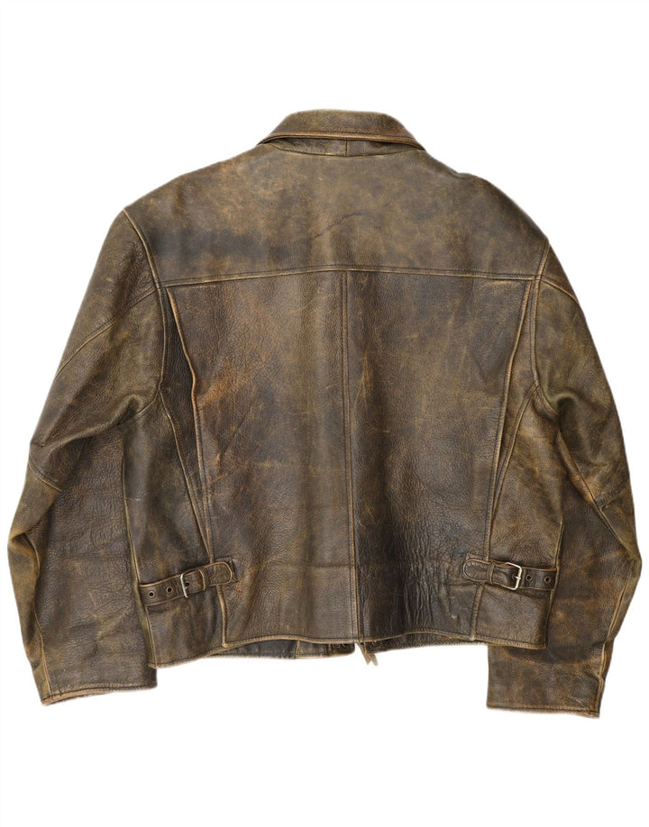 Bomboogie Herre Sky Læderjakke UK 42 XL Khaki Læder