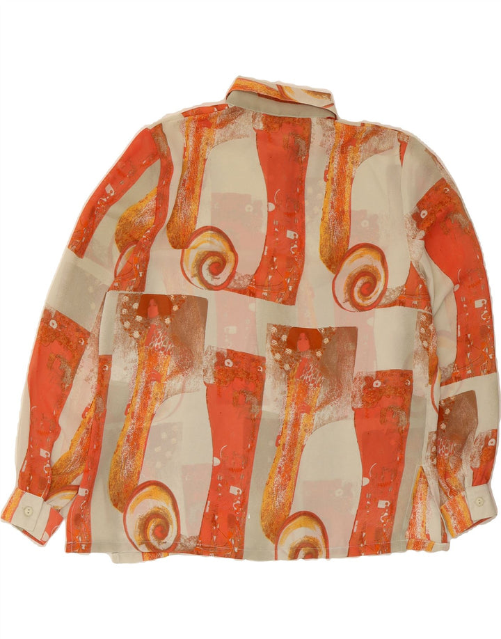 SPORTSTAFF Womens Abstract Pattern Shirt Blouse UK 14 Medium Orange Vintage Sportstaff and Second-Hand Sportstaff from Messina Hembry 