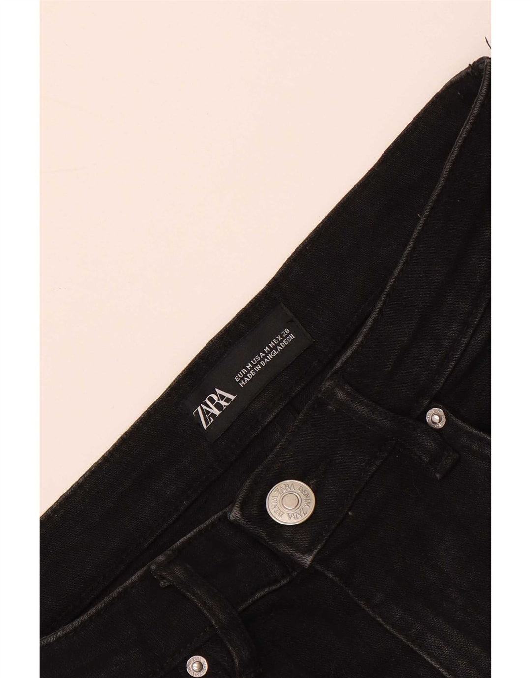 Zara Dame Mini Denim Nederdel Medium W28 Sort