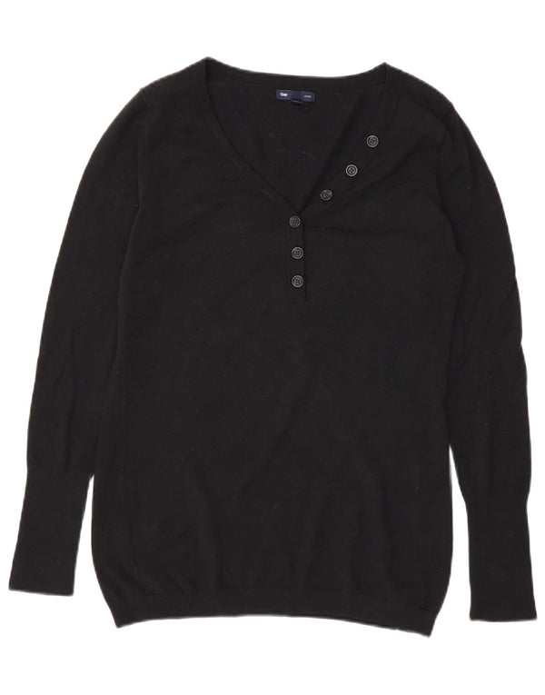 Gap Womens Button Neck Jumper Sweater UK 14 Medium Black Bomuld