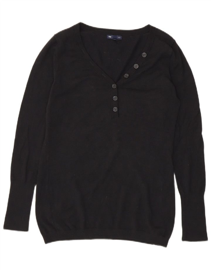 Gap Womens Button Neck Jumper Sweater UK 14 Medium Black Bomuld