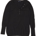Gap Womens Button Neck Jumper Sweater UK 14 Medium Black Bomuld